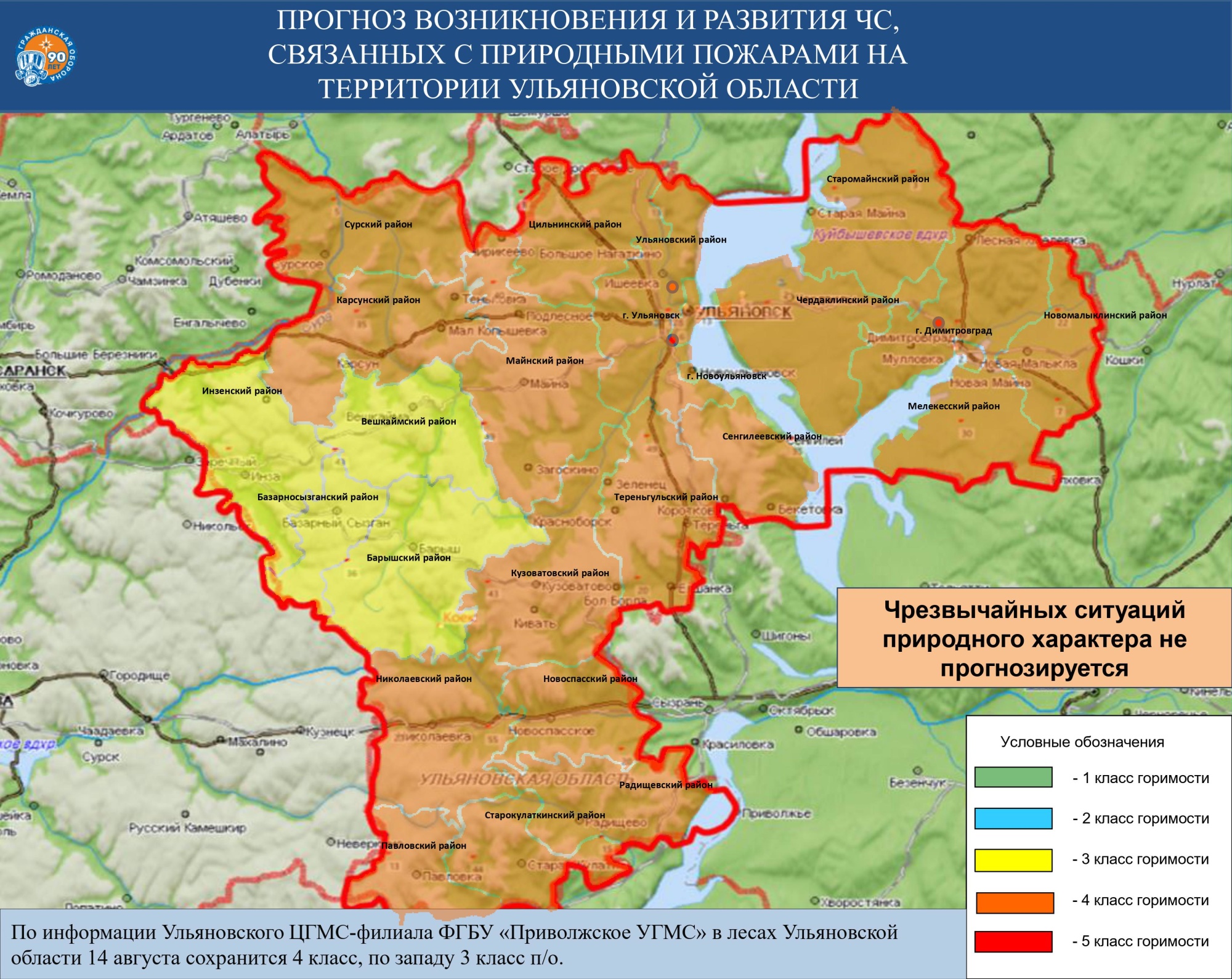 Ежедневный оперативный прогноз возникновения и развития ЧС на территории  Ульяновской области на 14 августа 2022 г. - Оперативная информация -  Главное управление МЧС России по Ульяновской области